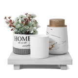 Wood Tray Pedestal Stand Farmhouse Bathroom Decor Decorative Wooden Riser Kitchen Soap Dish Holder for Vanity, Counter, Sink