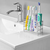 5-Slot Stainless Steel Toothbrush Holder - Space-Saving Freestanding Design, No Installation Required, Ideal for Bathrooms