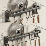 Kitchen Utensil Rack, Wall Mounted Kitchen Utensil Holder, Pot And Pan Storage Organizer Set, With Silent Sliding Hooks, Dark Gray, For Kitchen And Dining Room
