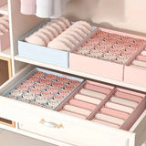 3pcs Space Saving Underwear Organizer Multi-Compartment Drawer for Bras, Panties Socks Closet, Bedroom Storage Boxes