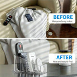 Clear Plastic Remote Control Organizer With 4 Storage Compartments And Desk Holder For Home And Office Use