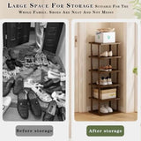 Vertical Shoe Rack - Tall Narrow Shoe Rack Organizer for Small Spaces5 Tier Bamboo Shoen Shelf for Entryway Closet Corner Doorw