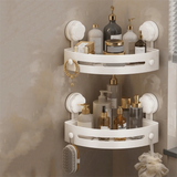 Suction Cup Bathroom Shelf Wall Mounted Three-story Storage Organizer Strong Load-bearing Stainless Steel Wall Corner Shelf