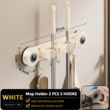 Space Aluminum Suction Cup Mop Rack Punch-Free with Buckle Clamp Mop Rack Wall-mounted Removable Hook Mop Clip Balcony Bathroom