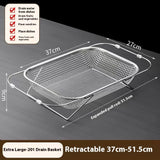 Stainless steel specialized drain basket Kitchen sink retractable vegetable washing basin Drain rack tableware drain rack