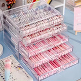 3/5Layer Acrylic Drawer Clear Office Organizer Drawer for Desk, Pencil Holder Large Desk Accessories Display Caddy for Home