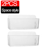Transparent Wall-Mounted Cosmetic Organizer Self-Adhesive Cabinet Storage Box for Lipstick Jewelry Makeup-Adjustable Bathroom