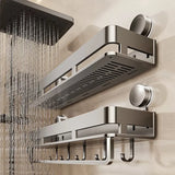 Bathroom Suction Cup Storage Rack Shower Caddy Multi-Functional Towel Holder For Organizing And Drying