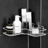 1pc Stainless Steel Corner Shower Caddy, No-Drilling Wall-Mounted Bathroom Organizer, Multi-functional Storage Shelf For Kitchen