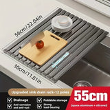 Foldable Heavy Duty Roll-Up Dish Drainer - Space Saving Adjustable Height Heat Resistant and Detachable Sink Storage Rack Withr