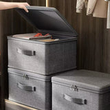 2pcs Set: 1pc Storage Box & 1pc Metal Combination Lock Large Thick Foldable Storage Bin, Ideal for Wardrobe Clothing Organization And Living Room Clutter Management