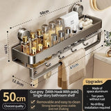 Bathroom Suction Cup Storage Rack Shower Caddy Multi-Functional Towel Holder For Organizing And Drying