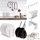 1pc Pot Lid Rack Pan Lid Organizer Retractable Foldable Stainless Steel Plate Holder Shelf Tableware Storage Kitchen Gadgets