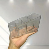 Clear Plastic Remote Control Organizer With 4 Storage Compartments And Desk Holder For Home And Office Use