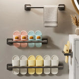 Bathroom Slipper Rack, No-Drill Wall-Mounted Draining Storage Hanging Rack for Toilet Door, Shoe Storage Organizer.