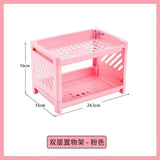 Desktop Double Plastic Storage Shelf Office Stationery Cosmetics Storage Box Kitchen Bathroom Storage Shelf