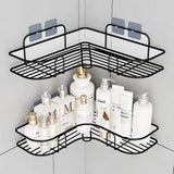 1pc Stainless Steel Corner Shower Caddy, No-Drilling Wall-Mounted Bathroom Organizer, Multi-functional Storage Shelf For Kitchen