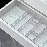 Transparent Modular Drawer Organizer Set Multi Use Storage Trays for Makeup Skincare Kitchen Tools Bathroom Vanity Organization