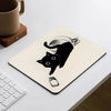 Black Cat Illustration Mouse Pad Small Office Table Mats Computer Accessories Washable Non-slip Rubber with Precision Lock Edge