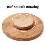 Solid Bamboo Lazy Susan Wood Turntable Tray Cabinet Organizer Balanced Smooth Spin Thicken Round Wood Tray Rotating Spice Rack