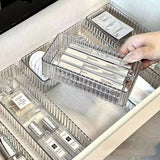 Transparent Modular Drawer Organizer Set Multi Use Storage Trays for Makeup Skincare Kitchen Tools Bathroom Vanity Organization