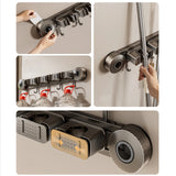 Space Aluminum Suction Cup Mop Rack Punch-Free with Buckle Clamp Mop Rack Wall-mounted Removable Hook Mop Clip Balcony Bathroom