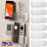 Transparent Wall-Mounted Cosmetic Organizer Self-Adhesive Cabinet Storage Box for Lipstick Jewelry Makeup-Adjustable Bathroom