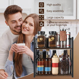 Spice Rack Ironwood Kitchen Countertop Seasoning Storage, Sturdy Durable Easy Organize for Coffee Cosmetics Bathroom