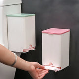 Wall-Mounted Bathroom Organizer - Flip-Top Storage Box for Feminine Care & Cotton Swabs, Water-Resistant Plastic Cabinet