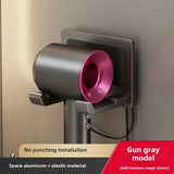 1PC Hair Dryer Holder No Drill Aluminum Wall Mounted Rack Self Adhesive Bathroom Organizer and Storage Universal Household Items