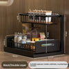 2-Tier Pull Out Under Sink Organizer Multi-Functional Kitchen Cabinet Storage Drawer Basket Spice Bottle Utensil Rack Slide-Out