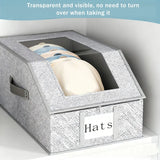 Hat Storage Box with Clear WindowFoldable Organizer for Accessories hat dust ProofStorage Box Large Capacity Stackable