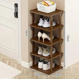 Vertical Shoe Rack - Tall Narrow Shoe Rack Organizer for Small Spaces5 Tier Bamboo Shoen Shelf for Entryway Closet Corner Doorw