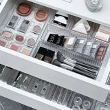 Transparent Modular Drawer Organizer Set Multi Use Storage Trays for Makeup Skincare Kitchen Tools Bathroom Vanity Organization