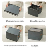 Multiple Lattices Shoes Storage Box Foldable Separated Shoes Box Large Capacity With Handle Shoe Dispenser Shoes Organizer