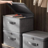 Foldable Storage Box with Cover,Clothes Storage Box with Zipper,Large Capacity Quilt Storage Box Wardrobe Underwear Organizer Bo