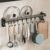 Kitchen Utensil Rack, Wall Mounted Kitchen Utensil Holder, Pot And Pan Storage Organizer Set, With Silent Sliding Hooks, Dark Gray, For Kitchen And Dining Room