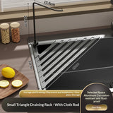Foldable Drain Rack Kitchen Sink Organizer withTowel BarAdjustable Over Sink Drainer for Dishes, Glasses, Pots & Pans