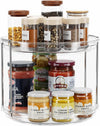 LAMU 2 Tier Lazy Susan Turntable Organizer 9.25'' Rotating Spice Rack Organization for Cabinet, Kitchen, Pantry, Countertop, Bathroom, Vanity, Medicine Cabinet Organizer, Clear