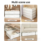 3pcs White Bed Under Storage Boxes | Foldable, Multipurpose for Blankets, Dresses, Quilts, Pillows, Clothes, Flip Top Closure