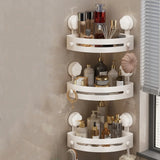 Suction Cup Bathroom Shelf Wall Mounted Three-story Storage Organizer Strong Load-bearing Stainless Steel Wall Corner Shelf