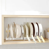 Pot Rack Bowl and Plate Storage Rack Multi-layer Retractable Adjustable Carbon Steel Pan Dish Drying Cookware Rack Kitchen Tools