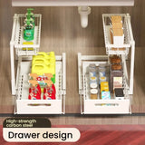 2-Tier Pull Out Under Sink Organizer Multi-Functional Kitchen Cabinet Storage Drawer Basket Spice Bottle Utensil Rack Slide-Out
