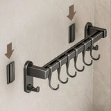Kitchen Utensil Rack, Wall Mounted Kitchen Utensil Holder, Pot And Pan Storage Organizer Set, With Silent Sliding Hooks, Dark Gray, For Kitchen And Dining Room