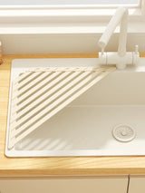 Foldable Drain Rack Kitchen Sink Organizer withTowel BarAdjustable Over Sink Drainer for Dishes, Glasses, Pots & Pans