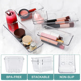 Drawer Organizers Clear Plastic Tub Containers for Bathroom Dressing Table Storage, Home Organization Makeup Kit