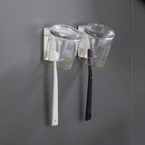 1 Piece Stainless Steel Toothbrush Wash Cup Holder, Home Perforation-Free, Wall-Mounted, Bathroom Shelf Storage Rack