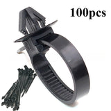 10-100PCS Car Nylon Black Cable Ties Push Mount Wire Harness Fastener Cable Clamp Clips Ties Management Car Wire Organizers