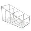 Clear Plastic Remote Control Organizer With 4 Storage Compartments And Desk Holder For Home And Office Use
