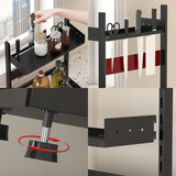 2/3 Tier Spice Storage Rack for Countertop Adjustable Spice Organization for Cabinet Kitchen Organizer Metal Shelf Black